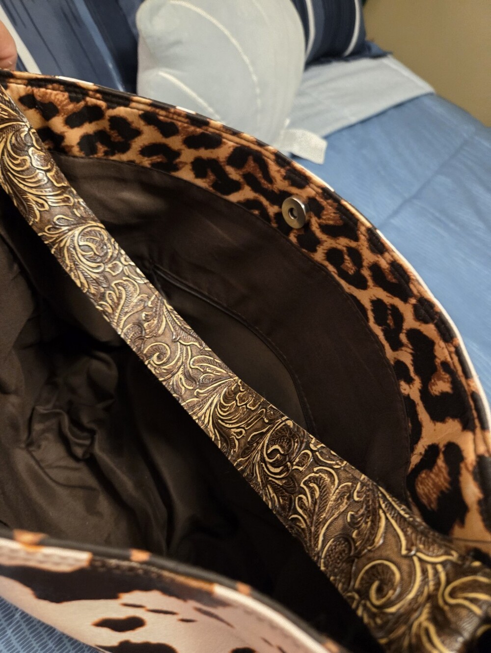 Leopard Print Tote Bag - Brown/Black